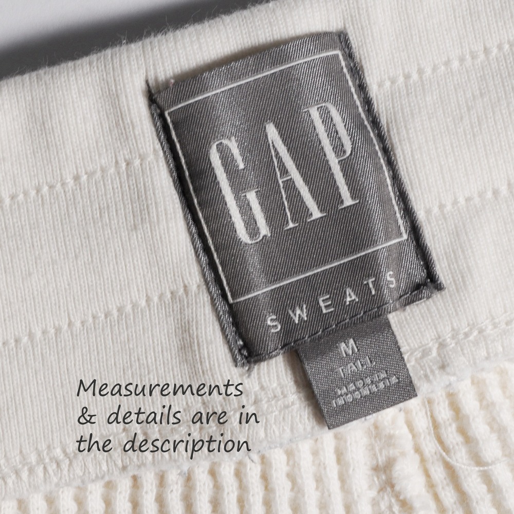 GAP Waffle Knit Joggers Cream Tall M High Waisted Textured Lounge Pants Pastel - Picture 7 of 9